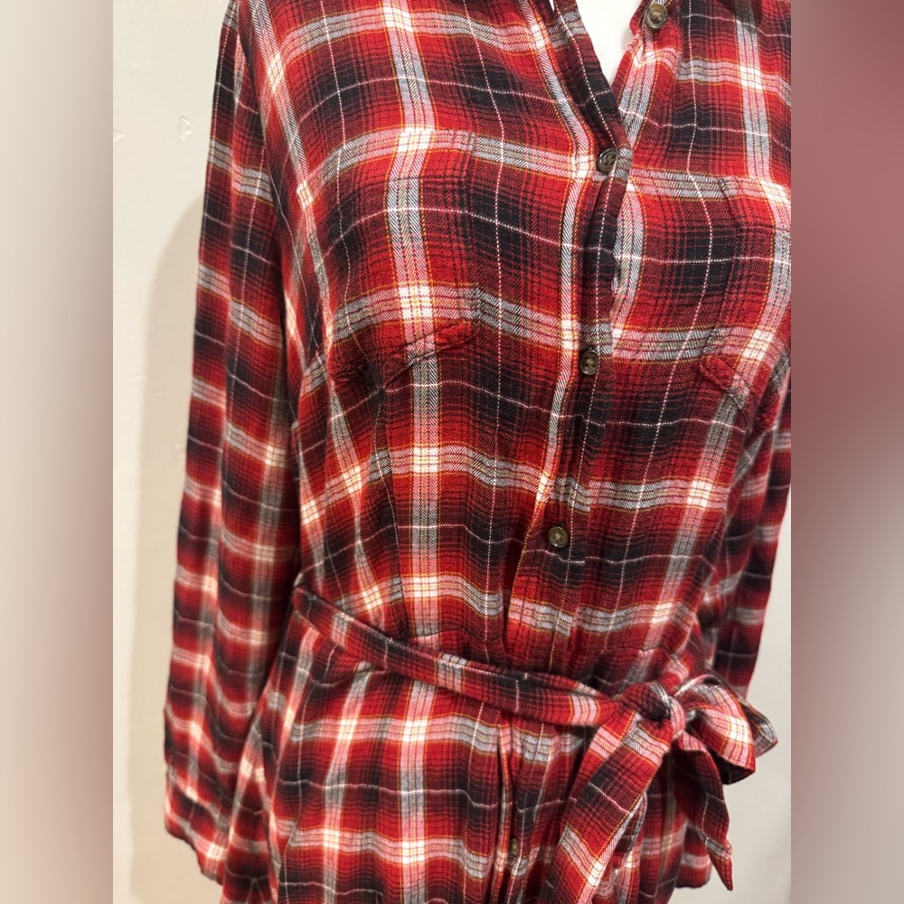 Universal Thread Red and Black Plaid Long Sleeve Dress Medium - Picture 2 of 10